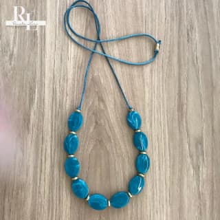 COL0001 - Colar Pedras Turquesa com Dourado